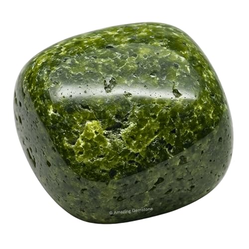 Amazing Gemstone Green Tourmaline with Matrix Crystal Tumbled Stones Polished Rocks - Natural Gem Stones for Healing - DIY Crystals for Protection (1 Piece) - color: Green Tourmaline with Matrix