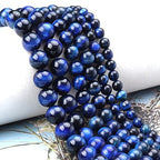 35pcs 10mm Natural Blue Tiger Eye Gemstone Beads Energy Healing Crystal Round Loose Stone Beads for Jewelry Making, DIY Bracelets Necklaces - color: Blue Tiger Eye, size: 10mm