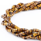 Natural Yellow Tiger's Eye Heishi Spacer Beads Loose Semi Precious Flat Round Gemstone Disc Shape Stone for Beading Jewelry Making 4x2mm 15.5" - color: Yellow Tiger's Eye
