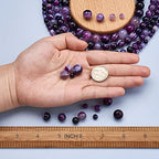 Craftdady 4 Strand Natural Round Stone Beads 6-12mm Purple Striped Banded Agate Loose Beads Energy Healing Gemstone Beads for DIY Bracelets Necklaces Earrings Jewelry Crafts, Total About 177pcs - color: Purple Striped Agate