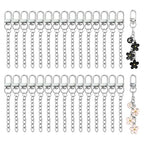 NCIWAN 30 PCS Keychain Making Kit Swivel Snap Hook Lobster Claw Clasps and Extender Chain Silver Metal Keychain Clips with Key Ring Bulk for DIY Craft Supplies Jewelry Key Chain Bags Accessories Gift - color: Silver 30