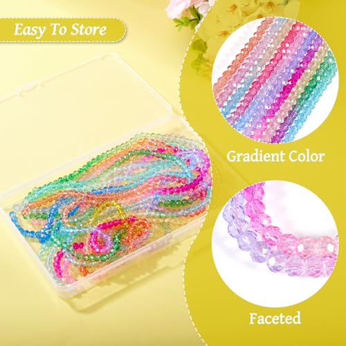 6mm Transparent Faceted Round Glass Beads Craftdady 800Pcs 10 Colors Crystal Beads Spacer Bulk Round Loose Beads Strands for DIY Crafts Earring Bracelet Necklace Jewelry Making