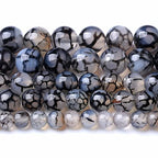 8MM 45PCS Natural Stone Black Dragon Vein Agate Beads for Jewelry Making DIY Bracelet - color: Black Dragon Vein Agate, size: 8mm