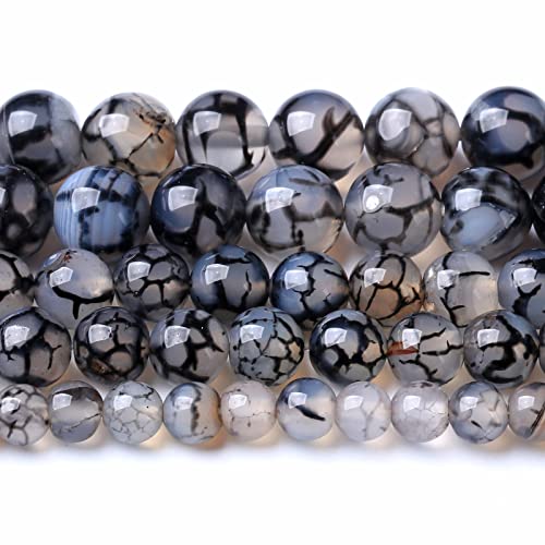 6MM 60PCS Natural Stone Black Dragon Vein Agate Beads for Jewelry Making DIY Bracelet - color: Black Dragon Vein Agate, size: 6mm