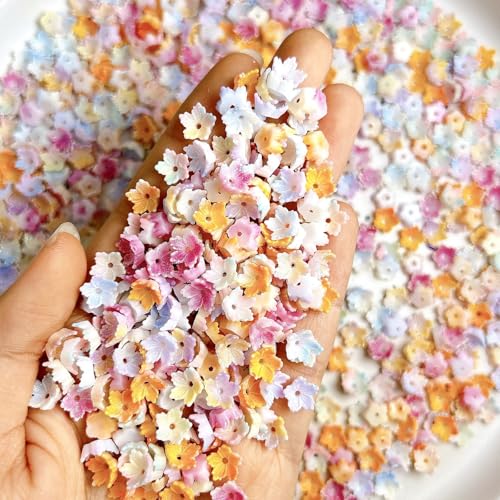 100Pcs Ombre Flower Nail Art Charms 3D Five Petal Flower Glow-in-The-Dark Rhinestone Nail Jewelry Mixed Color Design Resin Nail Gems Floral Flatback Nail Decorations for DIY Acrylic Nails Manicure - color: Style-07