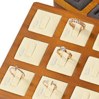 Oirlv Solid Wood Ring Display Stand Showcase Ring Display Organizer Tray 9 Bits Jewelry Holder(Creamy-white) - color: Creamy-white