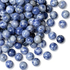 DUQGUHO Blue Spot Jasper Beads 8mm Natural Crystal Blue Beads Round Polishing Stone Bead Genuine Gemstone Beads for DIY Jewelry Making 47 Pcs, US-MKL-CB-04BL1 - color: Blue#1