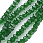 Perlin Czech Bohemian Crystal Glass Beads Faceted Round 4mm 90 Pieces Loose Spacer 1 Strand Beads for DIY Jewelry Earrings Necklace Bracelet Making (Dark Green) - color: dark green