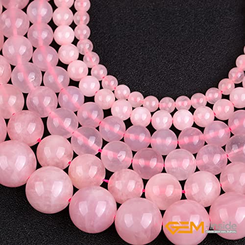 GEM-Inside Rose Quartz Gemstone Loose Beads Natural Genuine Natural Genuine 2mm Round Energy Stone Power Beads for Jewelry Making 15" - color: Rose Quartz, size: 2mm
