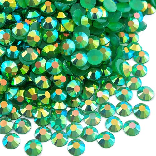 Blinginbox 50000pcs Flatback Rhinestones,Resin Non Hotfix Rhinestones Large Quantity Wholesale for Crafts DIY Creative Design,Clothes,Makeup,Nail Art (2mm=0.08",Emerald AB) - color: Emerald AB, size: 2mm=0.08"