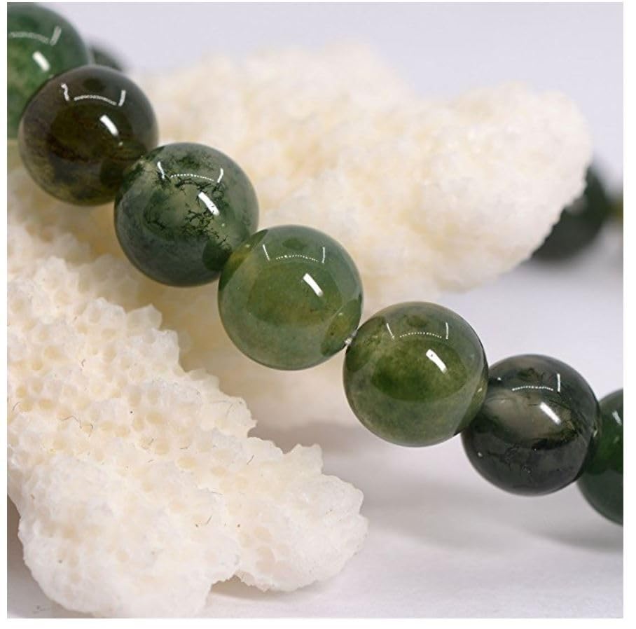90pcs Adabele Natural Moss Agate Healing Gemstone 4mm (0.16 inch) Small Round Beads Gem Stone Spacer for DIY Craft Jewelry Making GY3-4 - color: Moss Agate, size: 4mm (90pcs/1 Strand)