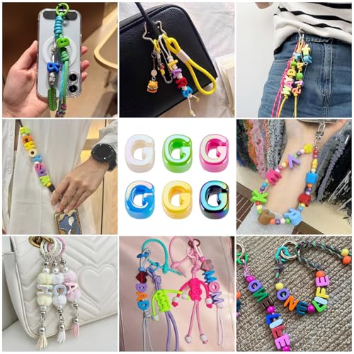 Beadthoven 20pcs Big Letter G Beads Large Hole Bubble Alphabet Acrylic Beads Charm Iridescent Plastic G Shape Loose Chunky Spacers for Jewelry Making Bracelet Necklace Keychains Shoelaces Crafts - color: G