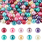 PH PandaHall 10mm Pearl Beads 100pcs Craft Pearls Satin Luster Faux Pearl Beads Mixed Round Glass Pearl Beads Dyed Loose Spacer Beads Pearlized Beads for Jewelry Necklace Craft Making Vase Fillers - size: 10mm