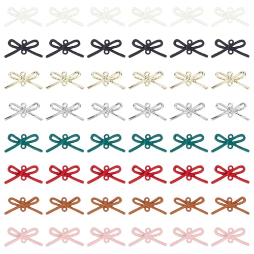 Bow Charm Links Bowknot Connector Links Alloy Colorful Double Loops Pendant Connectors Cute 3D Metal for DIY Earrings Necklace Bracelet Jewelry Making - size: 20x10.5x3.5mm