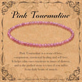 BONNY BOXX Natural Genuine Gemstone Faceted Round Beads Bracelets, 3mm Adjustable Stretchy Tiny Faceted Black Tourmaline Bracelet, Healing Crystal Reiki Chakra Dainty Jewelry Fashion Gifts - color: Pink Tourmaline