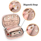 Teamoy Mini Jewelry Travel Case, Storage Organizer Bag for Earrings, Necklace, Rings, Misty Rose - color: Misty Rose