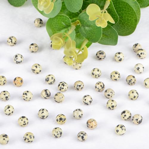 4mm 200pcs Natural Stone Round Beads Dalmation Jasper Genuine Stone Beading Loose Gemstone DIY Charm Smooth Beads for Bracelets Necklaces Earrings Hole Size 1mm (Dalmation Jasper 4mm) - color: Dalmation Jasper, size: 4mm