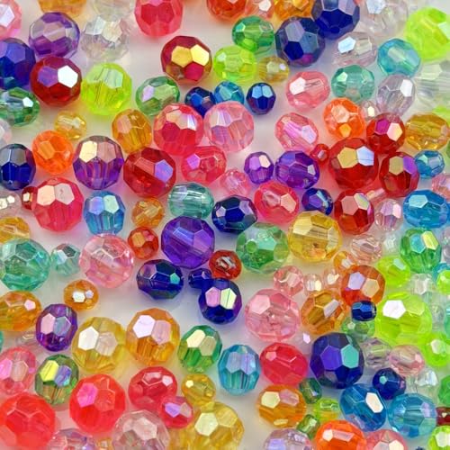 1800pcs Acrylic Faceted Round Beads 4mm 6mm 8mm 10mm AB Colors Glossy Acrylic Round Spacer Beads with Hole for DIY Bracelet Necklace Jewelry Making Supplies Handmade Craft(Royal Blue AB) - color: Royal Blue AB