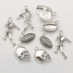 Youdiyla 60PCS Football Theme Charms Collection - Mixed Antique Silver Rugby Player Helmet Metal Alloy Pendants for Jewelry Making DIY Findings (M131) - color: Football Theme Charms