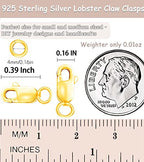 Dailyacc 925 Sterling Silver Lobster Clasp with Closed Jump Rings Gold Necklace Clasps and Closures for Jewelry Bracelet Extender,Made in Italy - color: 4pcs Gold, size: 0.39IN/10MM