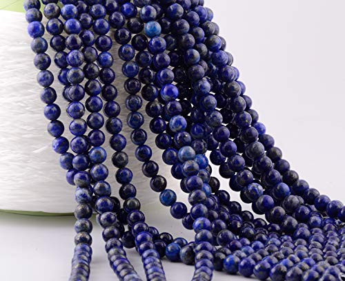 Natural Stone Beads 100pcs 8mm Lapis Lazuli Round Genuine Real Stone Beading Loose Gemstone Hole Size 1mm DIY Charm Smooth Beads for Bracelet Necklace Earrings Jewelry Making (Lapis Lazuli Blue, 8mm) - color: Lapis Lazuli Blue, size: 8mm