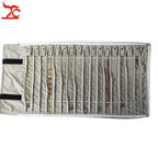 Portable Jewelry Roll Untangled Secure Necklace Travel Storage Bag Displays Holder 16 Chain (Black PU and gray velvet) - color: Black PU and gray velvet