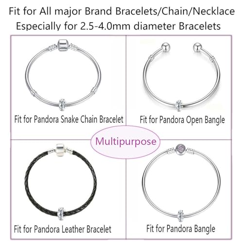 Clip Stopper Charms Sterling Silver Rondelle Spacer Bead for Bracelets (Silver) - color: Retro-Silver 6 pcs
