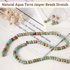Cheriswelry 102pcs/Strand 6mm Rondelle Natural Aqua Terra Jasper Stone Beads Tiny Gemstone Loose Spacer Abacus Beads for DIY Earring Bracelet Necklace Craft Jewelry Making Supplies - color: Natural Aqua Terra Jasper