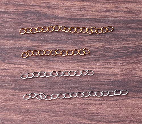 60 Pcs Necklace Extension Chain Metal Silver Gold Twist Removable Tail Extender Chains for Jewelry Making Bracelet Anklet Keychain DIY Kit (Gold, 5 cm) - color: Gold, size: 5 cm