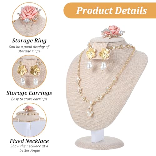 2 Pcs Jewelry Display Set Necklace Mannequin Bust T Bar Bracelet Holder for Earring Necklace Ring Display