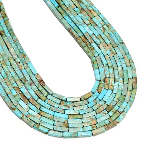 30 Pcs 4x13mm Light Blue Sea Sediment Imperial Jasper Rectangle Tube Beads for Jewelry Making Bracelets DIY Crafts - color: Light Blue Imperial Jasper, size: 4x13mm