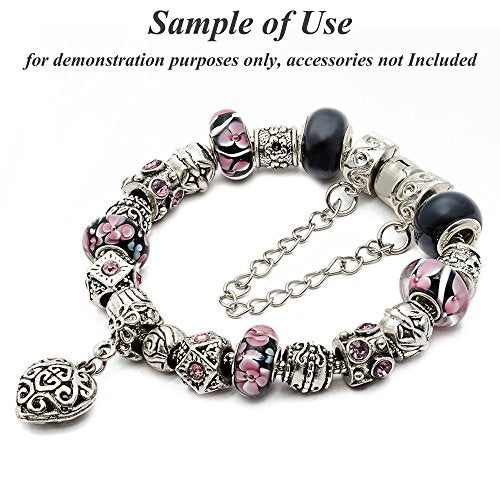 RUBYCA 5pcs 7.1" Silver Color Clasp European Snake Chain Charm Bracelet fit Charm Beads DIY - color: Silver, size: 18 CM