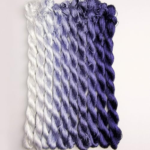 100% Nature Mulberry Handmade Embroidery Silk Thread Woven Jewelry Accessory Artificial Flowers Cross Stitch Floss DIY Sewing Kits 10 Gradient Colors 110m Each (22) - color: 22