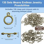 Heather's cf Toggle Jewelry Clasps – Durable Quality, Antique Plain Brass Finish Toggle Clasps & Closures for Necklace, Bracelet & Charms – Ideal for DIY, & Jewelry Making – Small (Set of 130) - color: Brass small