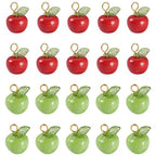 Craftdady Fruit Dangle Charms Pendants Cute Resin Food Pendants Apple Orange Pineapple Strawberry Pendants Lovely Vegetable Mushroom Charms for DIY Craft Earring Bracelet Necklace Jewelry Making - color: Red & Green, Apple