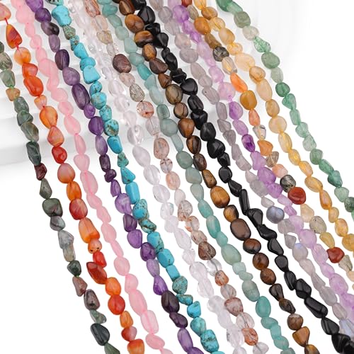 Natural Stone Beads 6-8mm Black Rutilated Quartz Oval Irregular Freeform Tumbled Loose Gemstone Beads for Jewelry Making 15 Inch Strand 50-55 Pcs - color: Black Rutilated Quartz-1 strand15”-approx. 55 beads