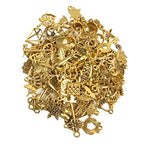 CHuangQi 100pcs Bulk Lots Jewelry Making Charms, Mixed Smooth Metal Charms, Pendants Bracelet Necklace Jewelry Making and DIY Craft Accessories - color: Gold_100