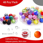 Exway 100 Pcs 20mm Beads for Pens Rhinestone Bubblegum Beads Mixed Crystal Acrylic Round Chunky Bead Sparkly Craft Large Balls Bead for Pen Beadable Keychain Bracelet DIY Jewelry Making Supplies - color: Colourful