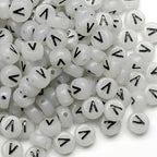 200PCS Letter Beads Glow in The Dark 4x7mm Acrylic Alphabet Letter V Beads for Jewelry Making Bracelet - color: V-200PCS