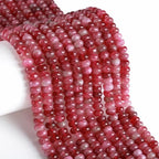 76pcs 5x8mm Natural Stone Pink Tourmaline Jade Rondelle Spacer Loose Beads Abacus Disk Stone Round Loose Gemstone Beads for Jewelry Making DIY Bracelet Necklace - color: Pink Tourmaline Stone