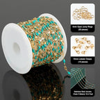 UMAOKANG 16.4 Feet Gold Plated Stainless Steel Jewelry Chain Roll Blue Enamel Bead Necklace Chain Handmade Craft Chains Bulk - color: Gold-Blue