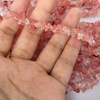 90 Inches Cherry Quartz Irregular Shaped Crystal and Healing Tumbled Chip Stone Beads for Jewelry Making - color: Light Red-Cherry Quartz