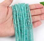 AD Beads Natural Gemstone Diamond-Cut Micro-Faceted 4mm Small Round DIY Necklace Bracelet Jewelry Making Beads (Amazonite) - color: Amazonite