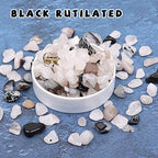 500 pcs Natural Chip Stone Beads, Black Rutilated 5-8 mm Irregular Gemstones Healing Crystal Loose Rocks Bead Hole Drilled for Jewelry Making Bracelet - color: Black Rutilated