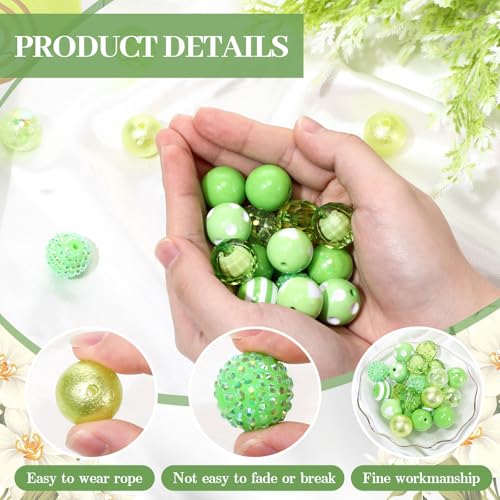 Ferreve 20 Pcs Chunky Bubblegum Beads 20mm Focal Pen Large Rhinestone Pearl Beads for DIY Beadable Pen School Jewelry Making Keychain Craft Making(Fruit Green) - color: Fruit Green