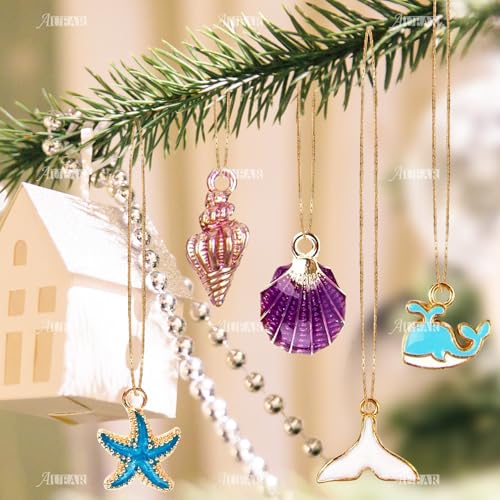 AUEAR, 30 Pack Ocean Starfish Conch Seashell Enamel Charms Pendants for DIY Jewelry Making (Ocean Style 2) - color: Ocean Charms 2, size: 30 Pack