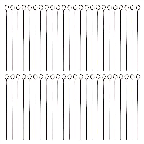 Shapenty 200PCS Mini Metal Wire Eyepins Beading Small Open Eye Head Pins Needles Bulk for DIY Craft Bead Earring Pendant Necklace Bracelet Jewelry Charm Finding Making (40mm/1.57Inch, Silver) - color: Silver, size: 40 mm