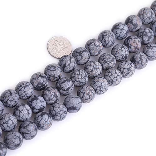 12mm Natural Stone Black Snowflake Jasper Frosted Matte Unpolished Round Beads for Jewelry Making Strand 15 inch - color: Black Snowflake, size: 12mm