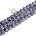12mm Natural Stone Black Snowflake Jasper Frosted Matte Unpolished Round Beads for Jewelry Making Strand 15 inch - color: Black Snowflake, size: 12mm