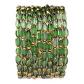 Glass Rice Beads Clear Green 4x6mm 50pcs Faceted Oval Golden Edge Crystal Loose Beads for DIY Craft Jewelry Making - color: Clear Green
